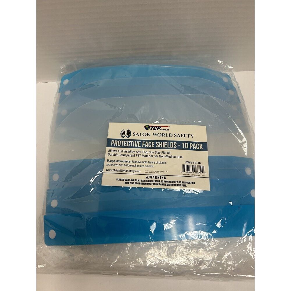 TCP Global, Protective Face Shields,‎ Pack Of 7 allows full visibility, Anti-Fog